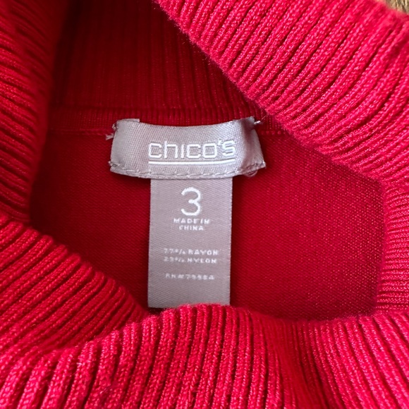 Chico’s red turtleneck knit sweater, sz 3 - Picture 6 of 7